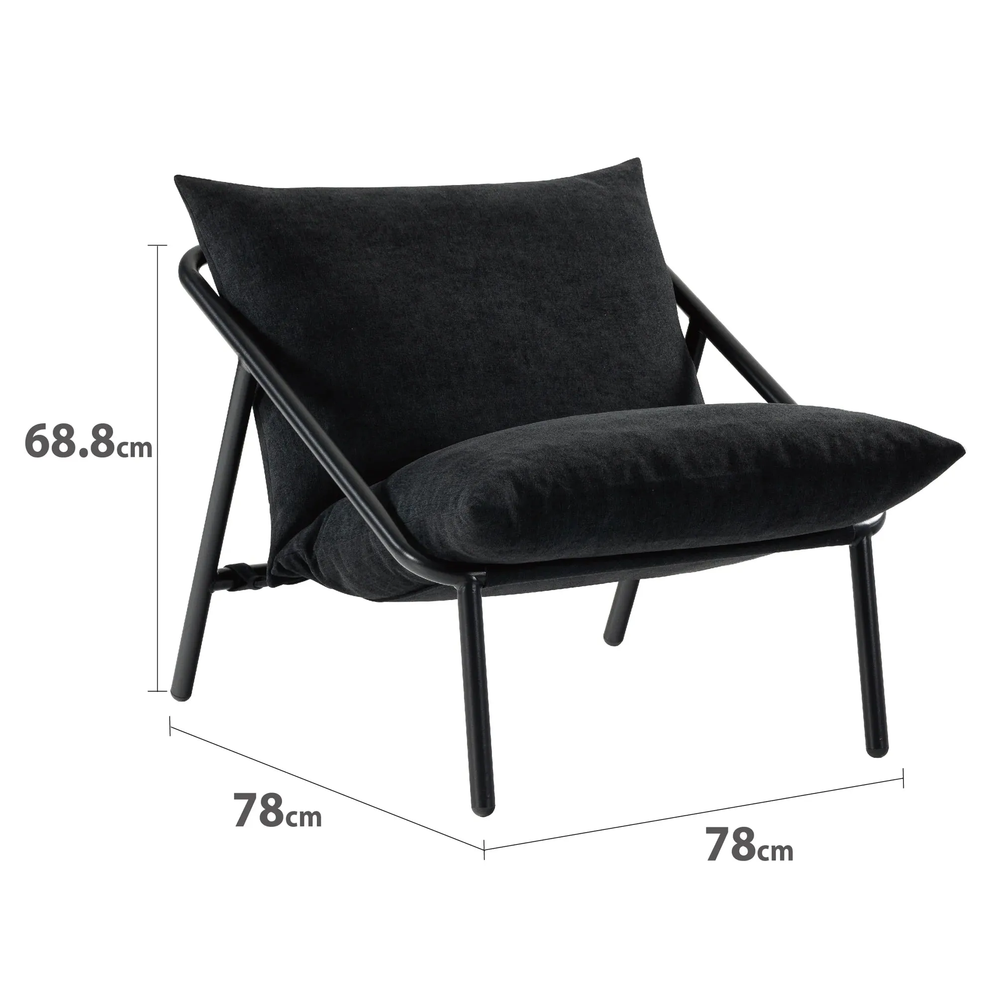 New In Box, ZINUS Ada Sling Accent Chair, Metal Framed Armchair with Shredded Foam Cushioning, Black, Retails $272