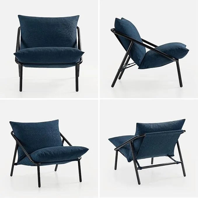 New In Box, ZINUS Ada Sling Accent Chair, Metal Framed Armchair with Shredded Foam Cushioning, Black, Retails $272