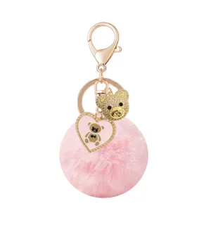NEW! PINK POM BEAR KEYCHAIN