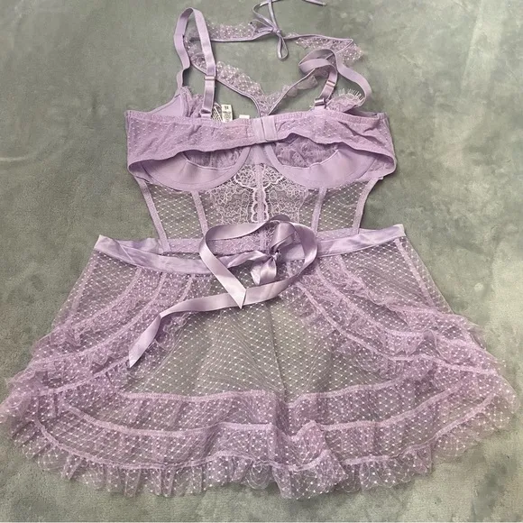 New! Victoria’s Secret Unicorn Mesh High Neck Wicked Apron Babydoll 4186
