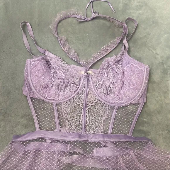 New! Victoria’s Secret Unicorn Mesh High Neck Wicked Apron Babydoll 4186