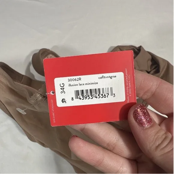 NWT $82 Spanx [ 34G ]‎ Low Profile Illusion Lace Minimizer Bra in Cafe Nude