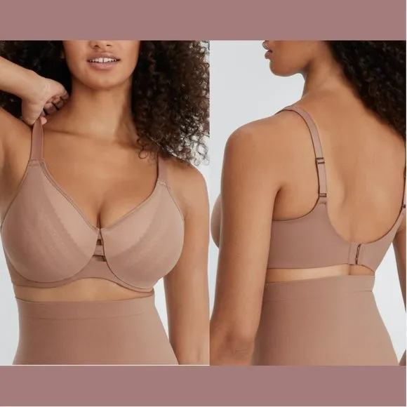 NWT $82 Spanx [ 34G ]‎ Low Profile Illusion Lace Minimizer Bra in Cafe Nude