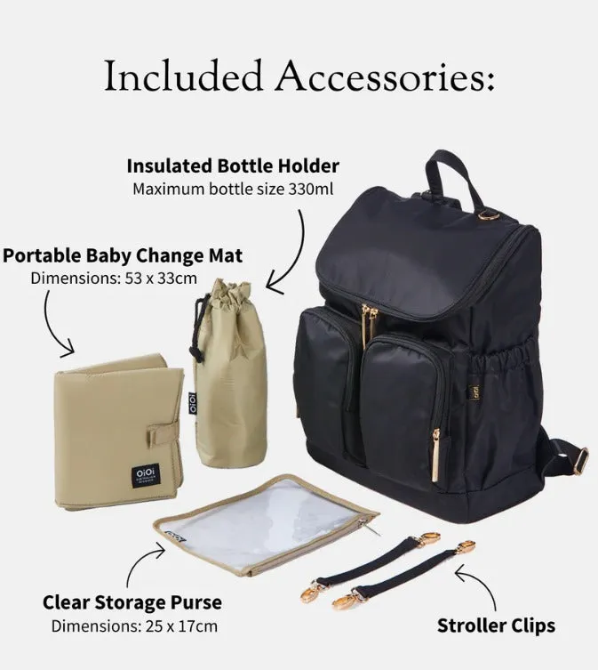 Nylon Changing Backpack-BLACK