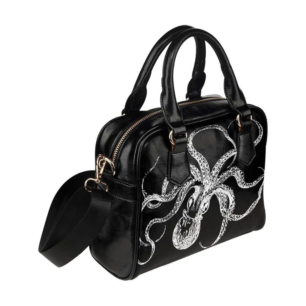 Octopus Black and White Bowler Bag Purse