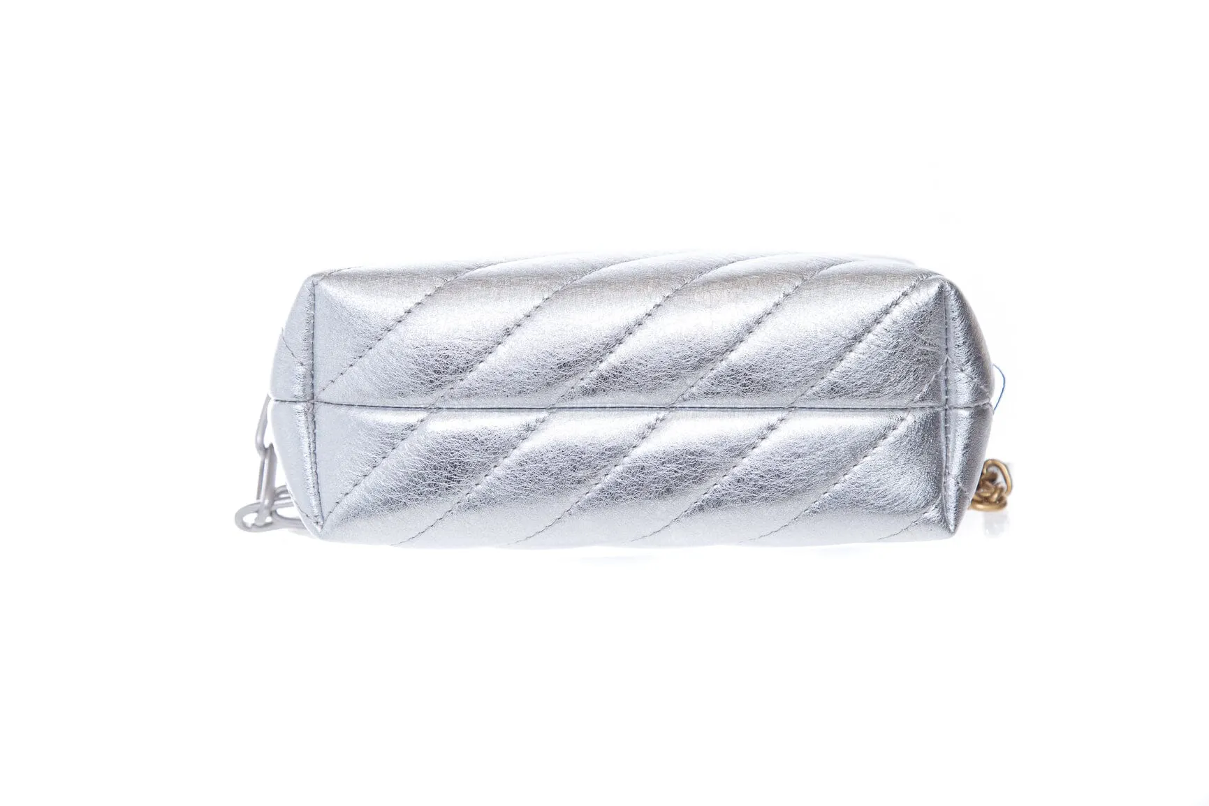Off White Silver Jackhammer Metal Camera Crossbody Handbag