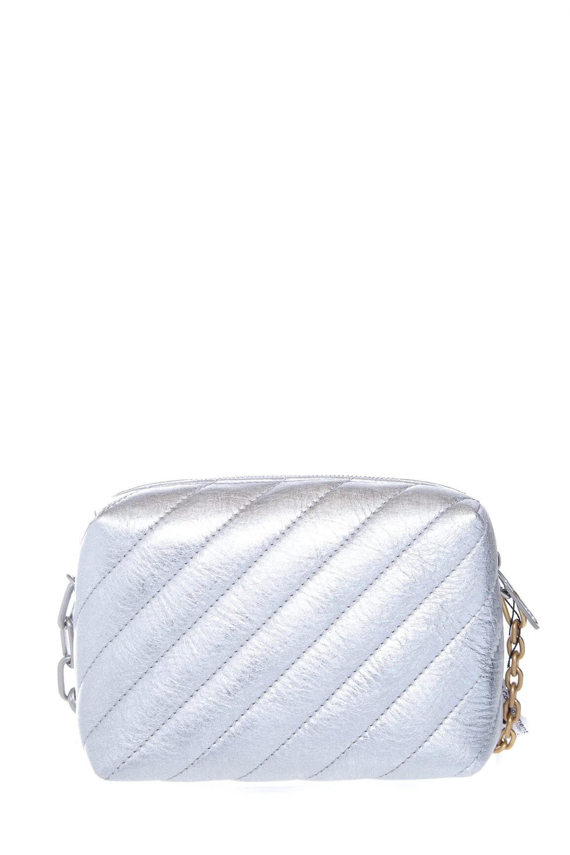 Off White Silver Jackhammer Metal Camera Crossbody Handbag