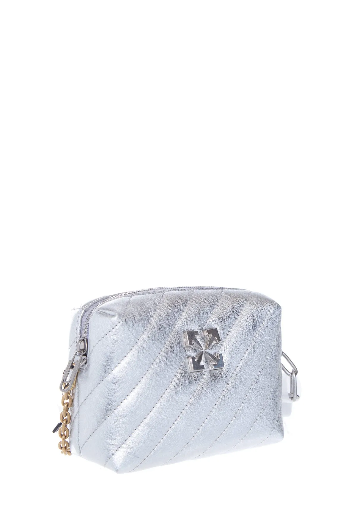 Off White Silver Jackhammer Metal Camera Crossbody Handbag