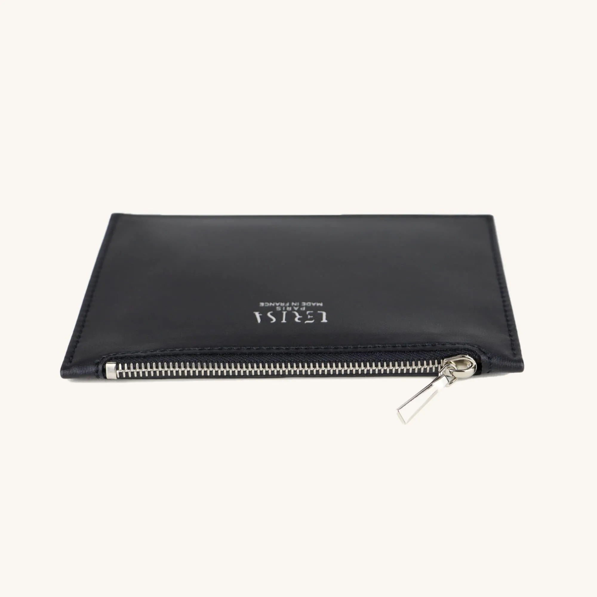 Ora Mini Vegan Grape Leather Zip Pouch | Black