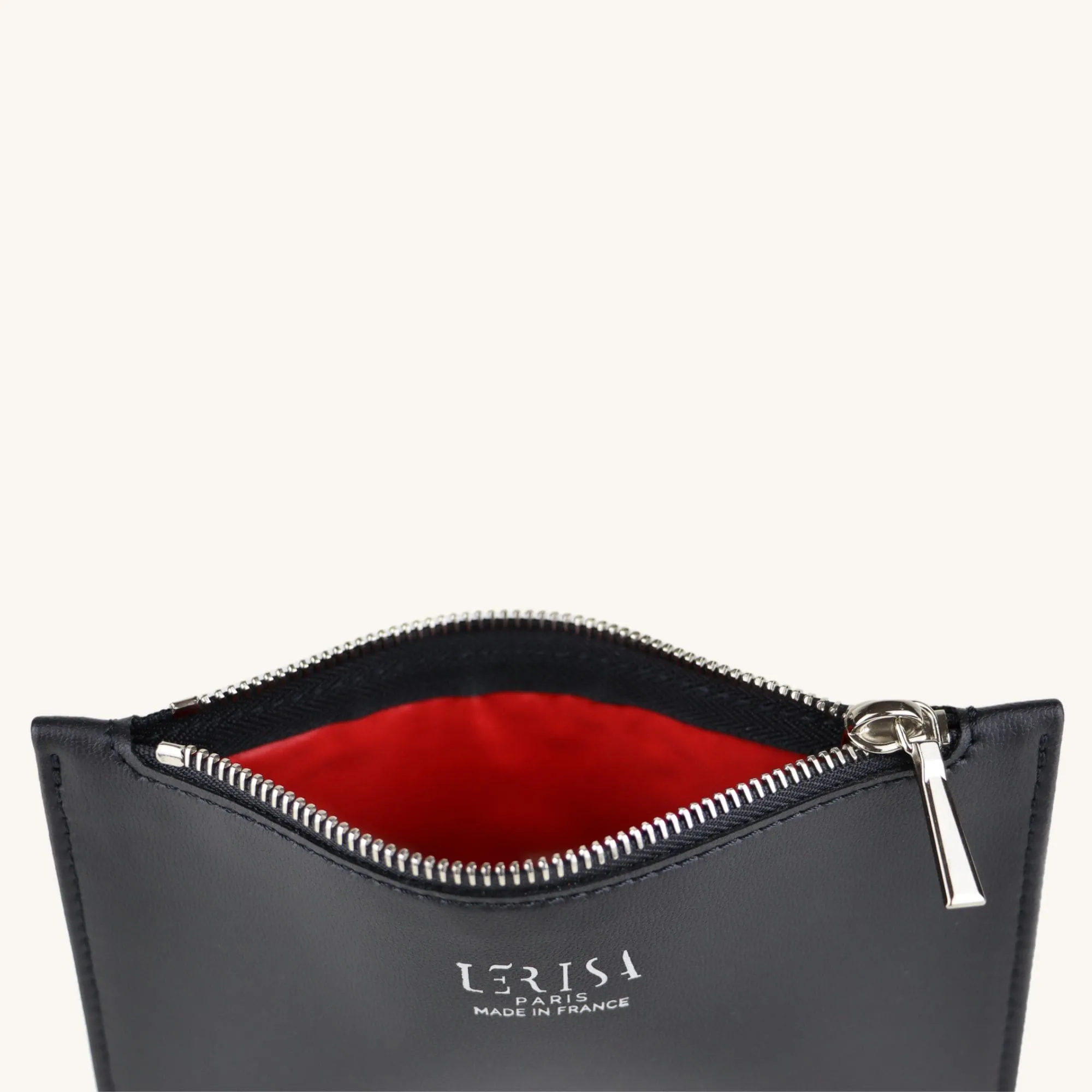 Ora Mini Vegan Grape Leather Zip Pouch | Black