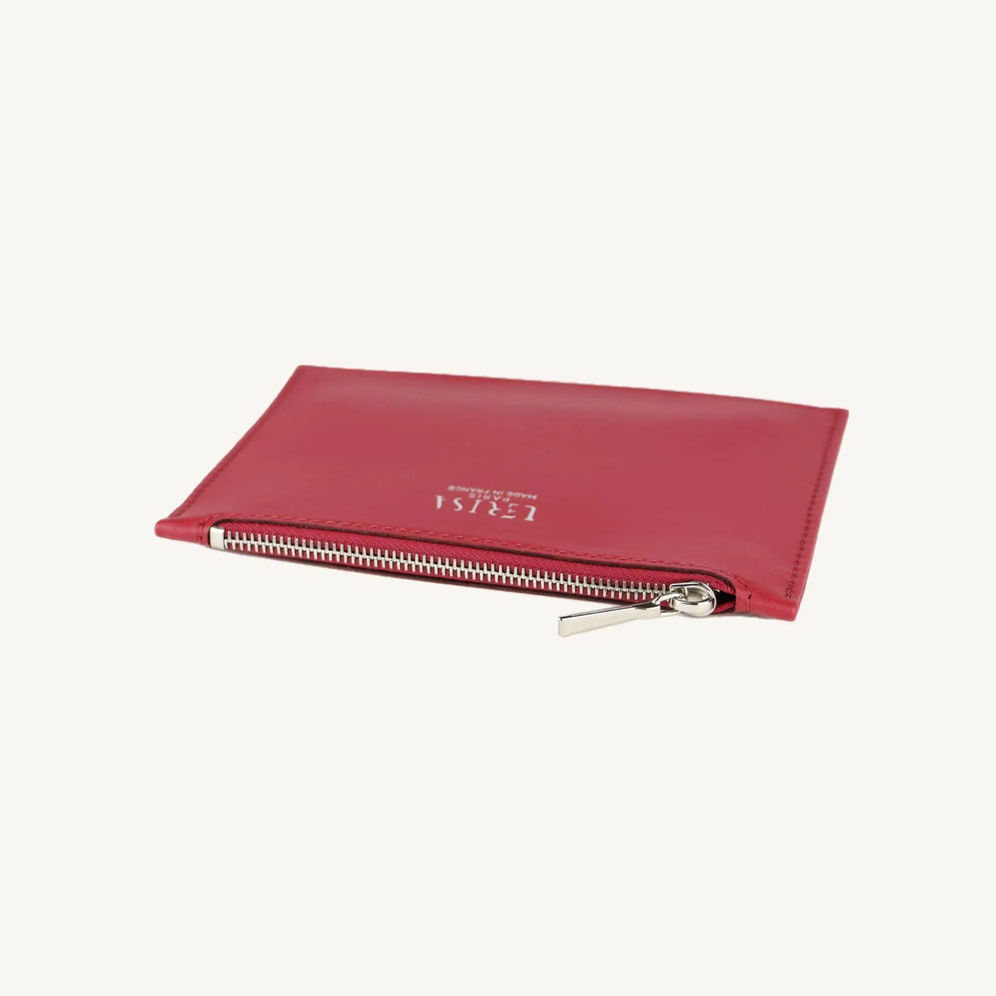 Ora Mini Vegan Grape Leather Zip Pouch | Red