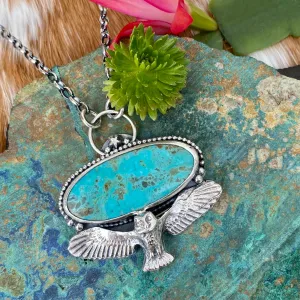 Owl Messenger Turquoise sterling silver necklace
