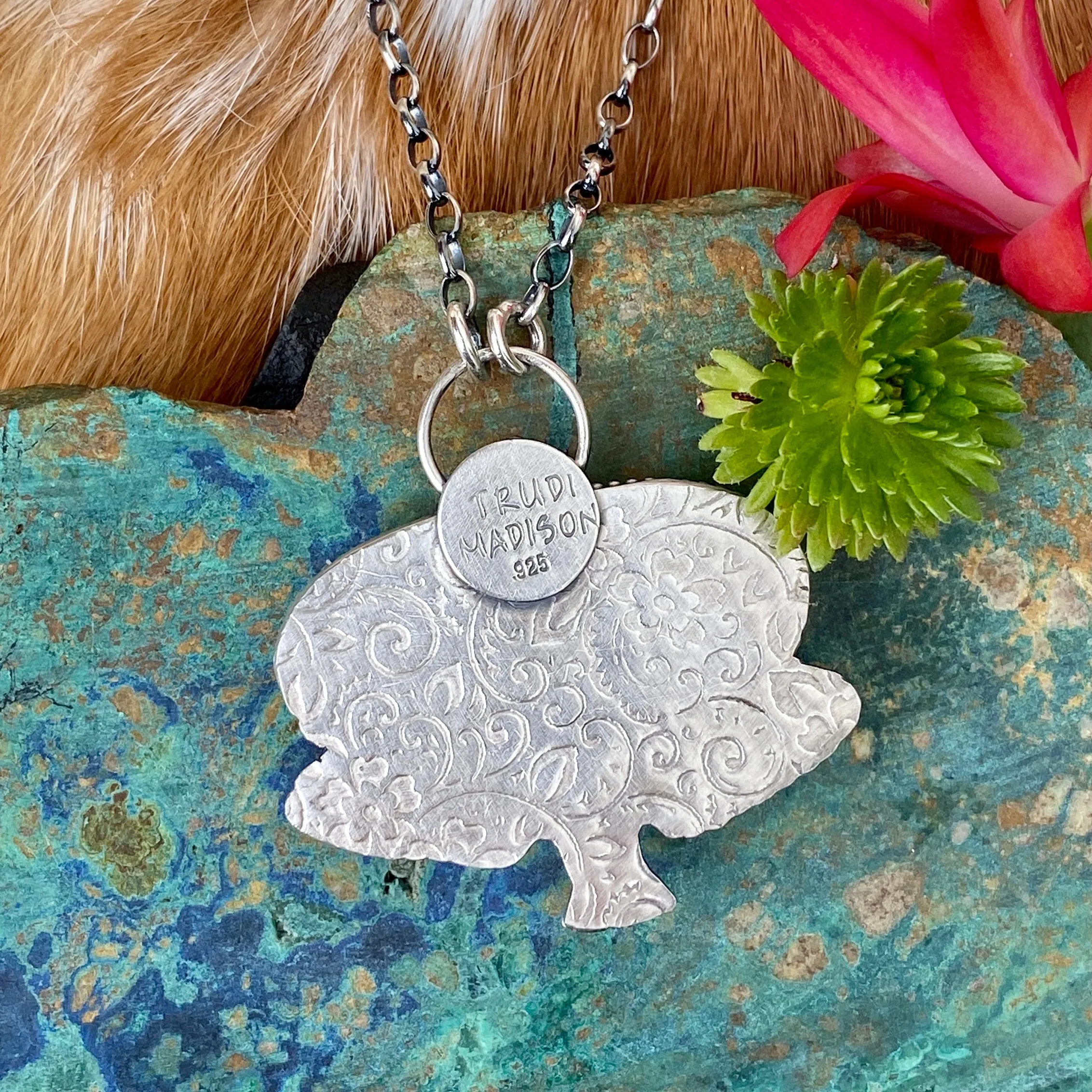Owl Messenger Turquoise sterling silver necklace