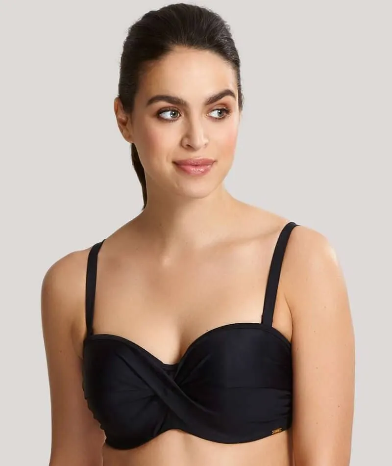 Panache Swimwear Anya Riva Twist Bandeau Underwired Bikini - Black