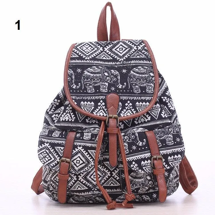 Patterned Canvas Backpack