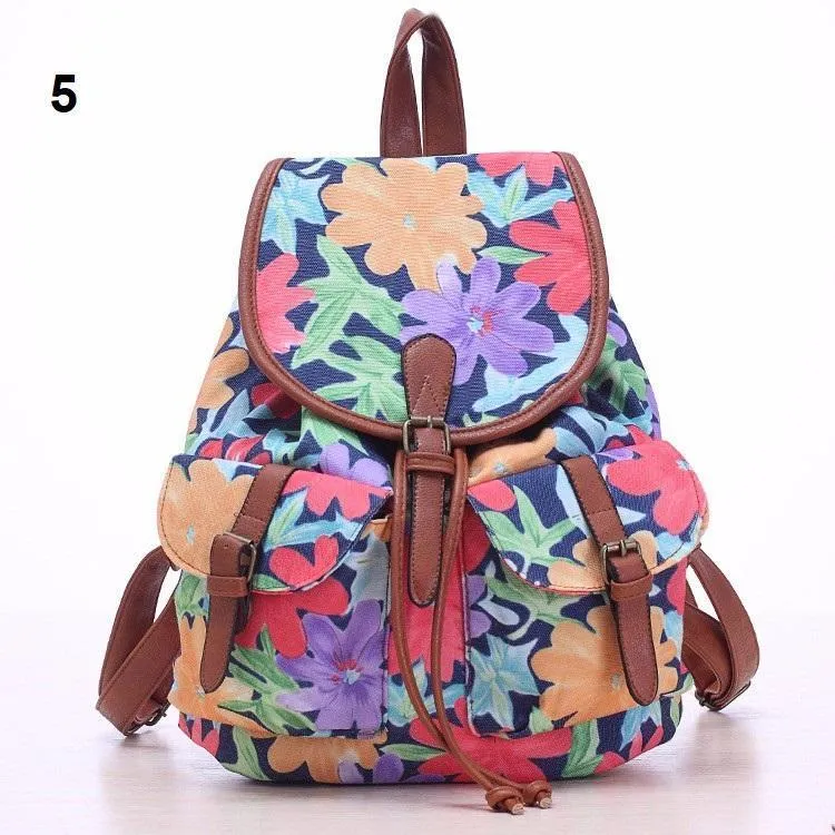 Patterned Canvas Backpack