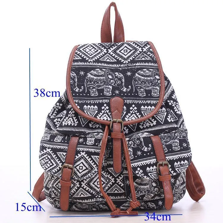 Patterned Canvas Backpack