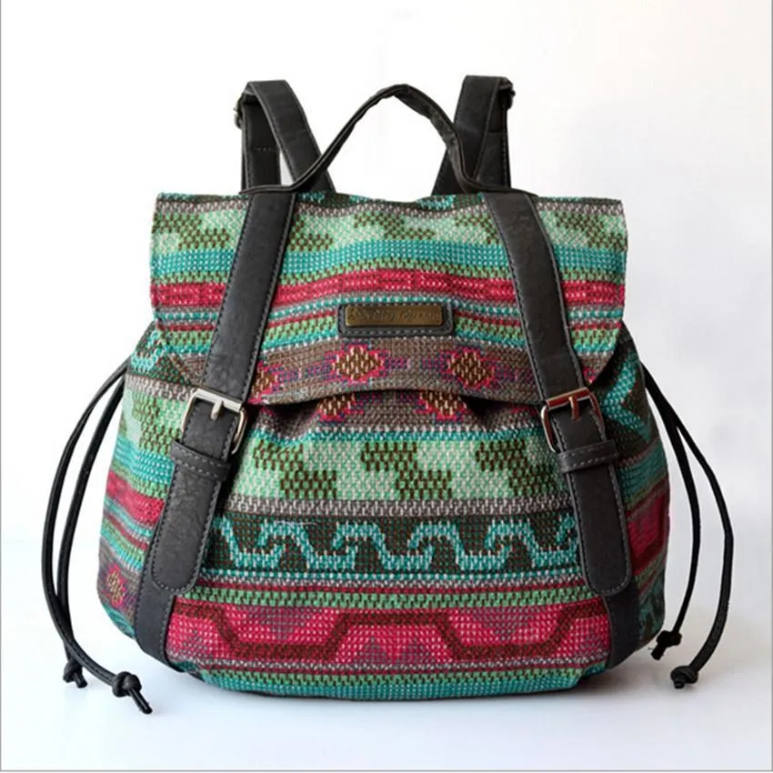 Patterned Canvas Backpack