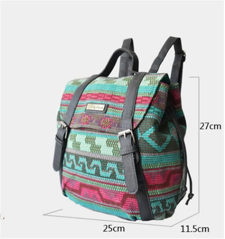 Patterned Canvas Backpack