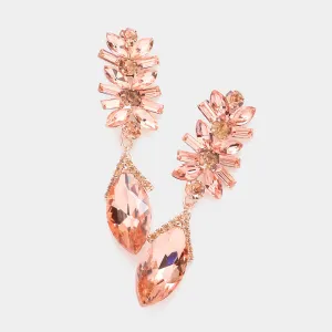 Peach Multi Stone Dangle Pageant Earrings  | Prom Earrings | 584219