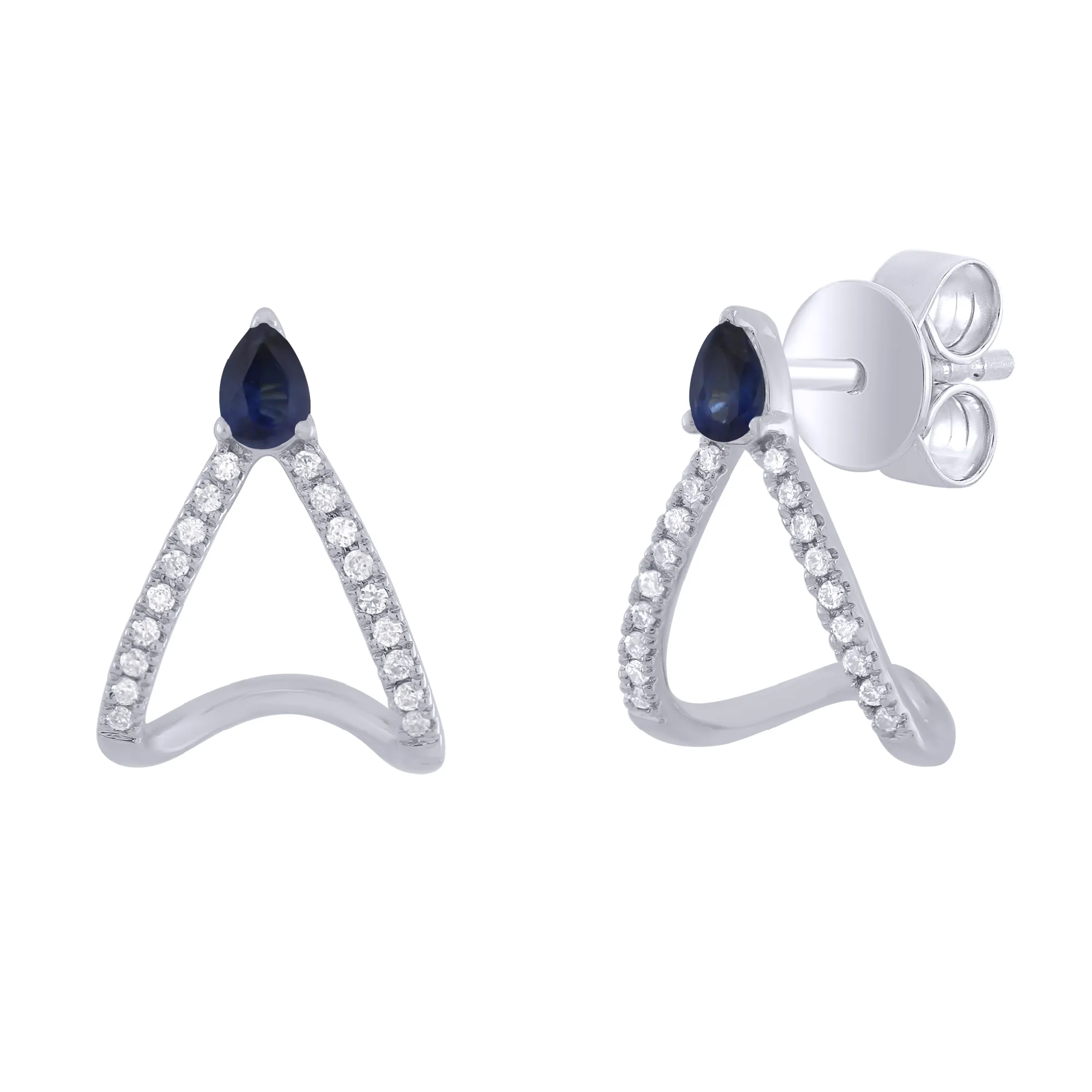 Pear Shape Miniature Cage Design with Color Stone Earring