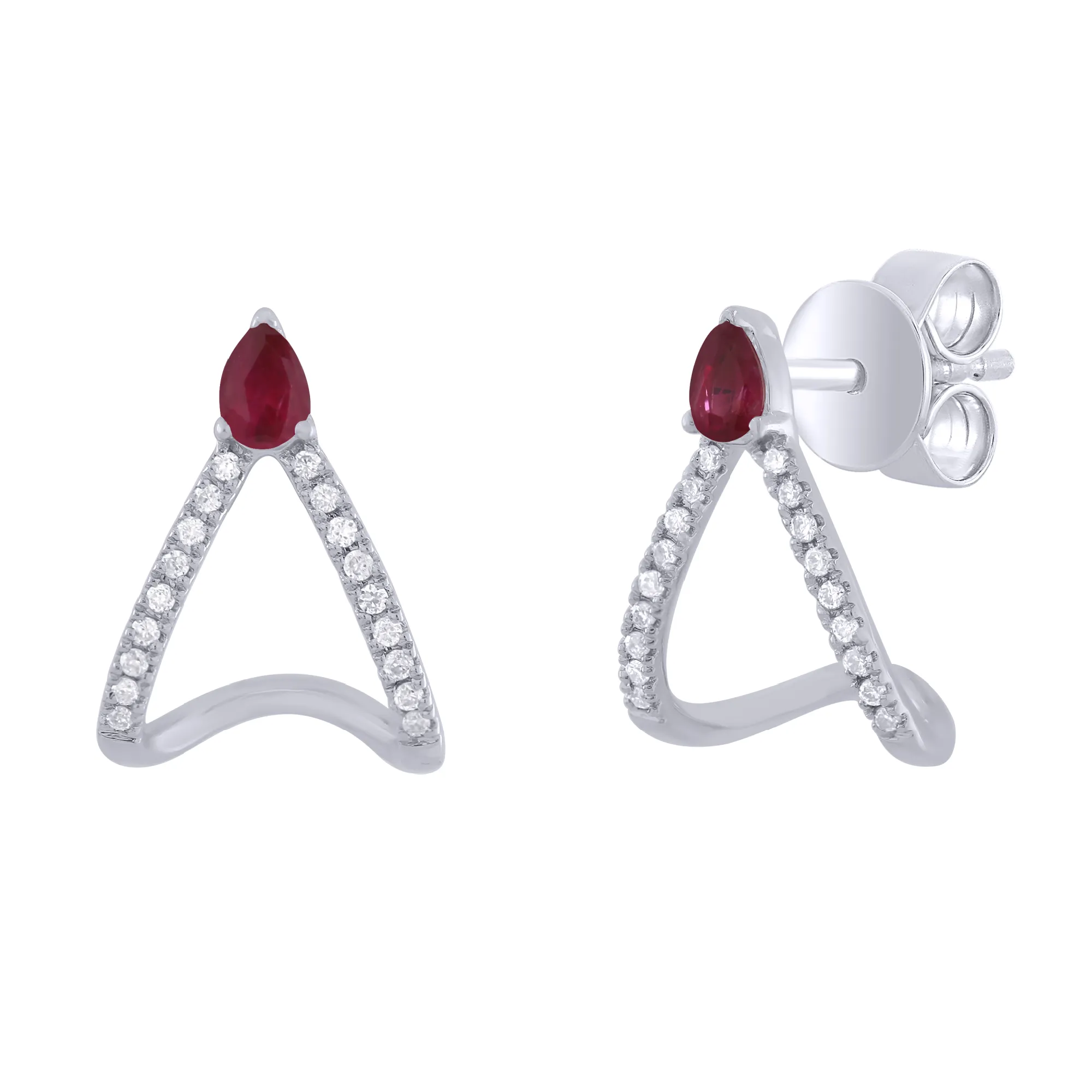 Pear Shape Miniature Cage Design with Color Stone Earring