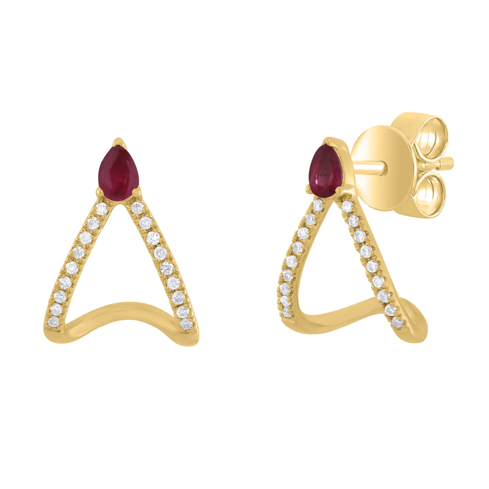 Pear Shape Miniature Cage Design with Color Stone Earring