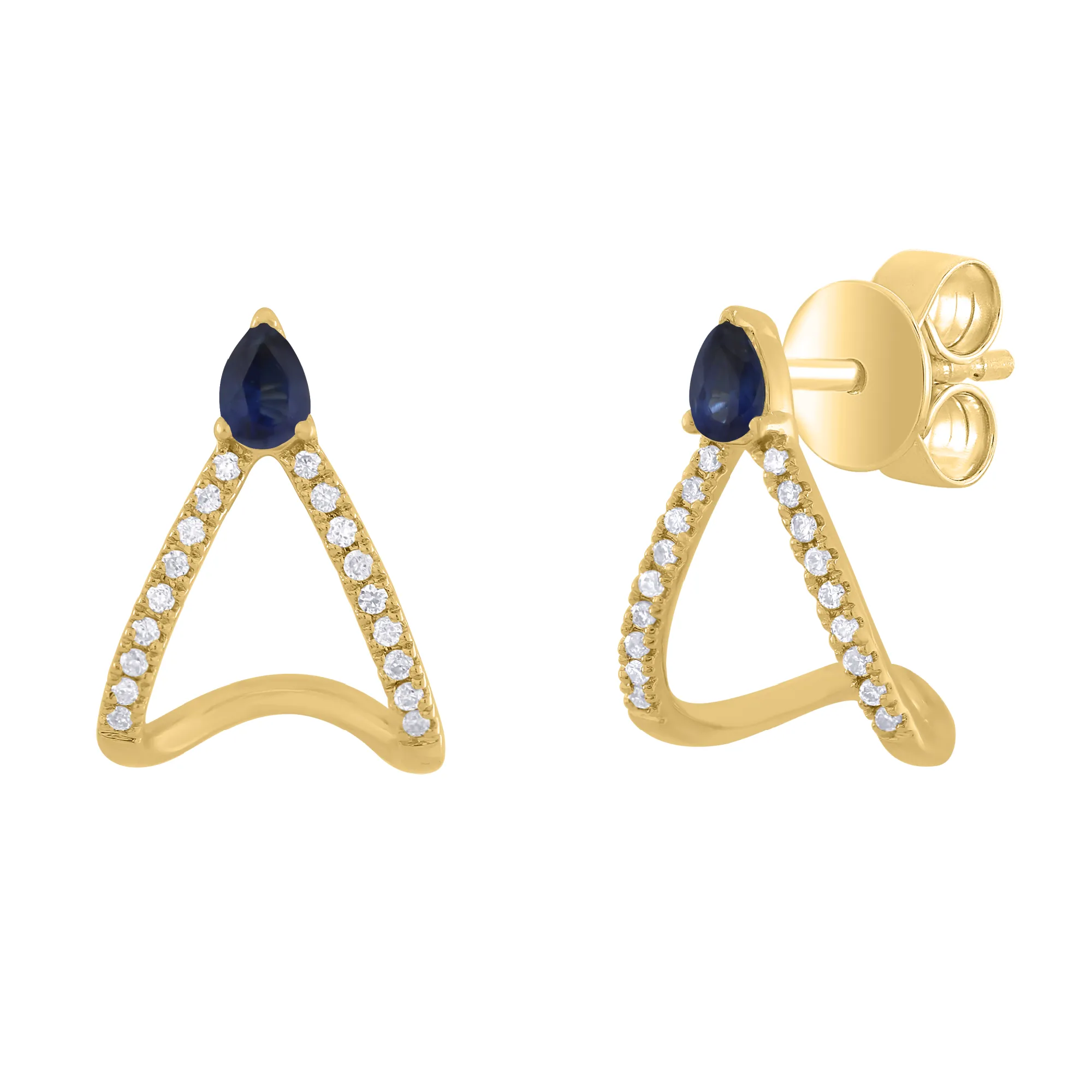 Pear Shape Miniature Cage Design with Color Stone Earring