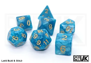Pearlescent Dice - Lake Blue and Gold
