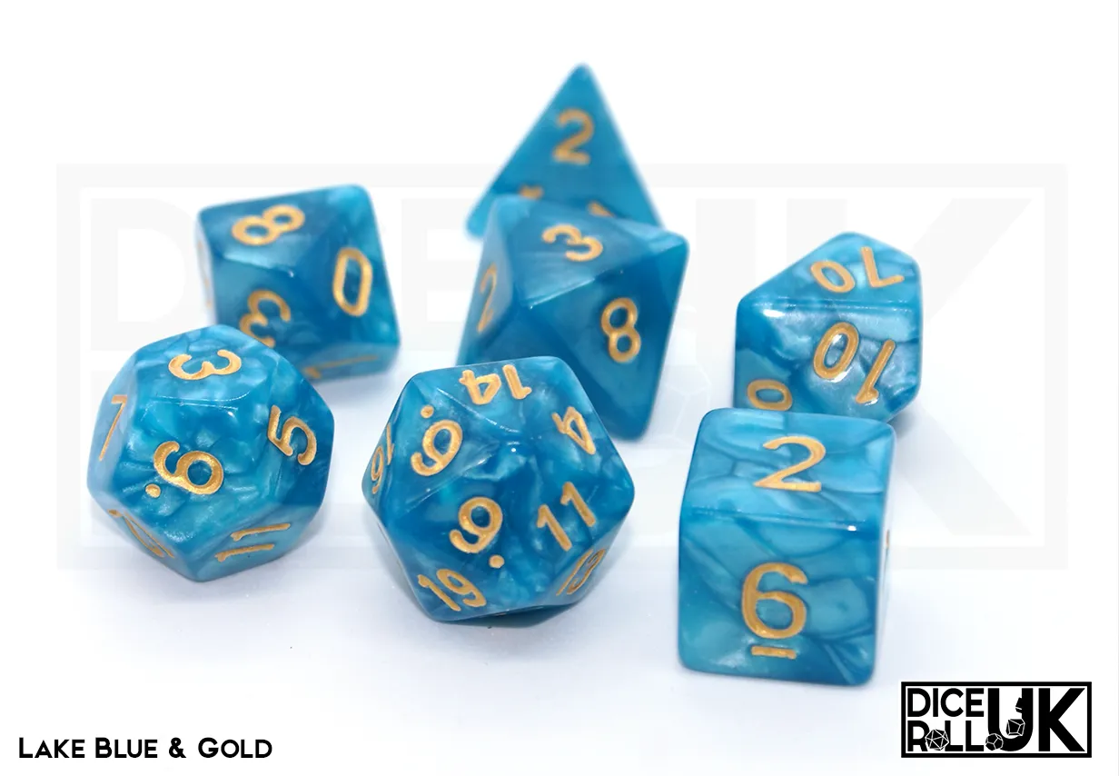 Pearlescent Dice - Lake Blue and Gold