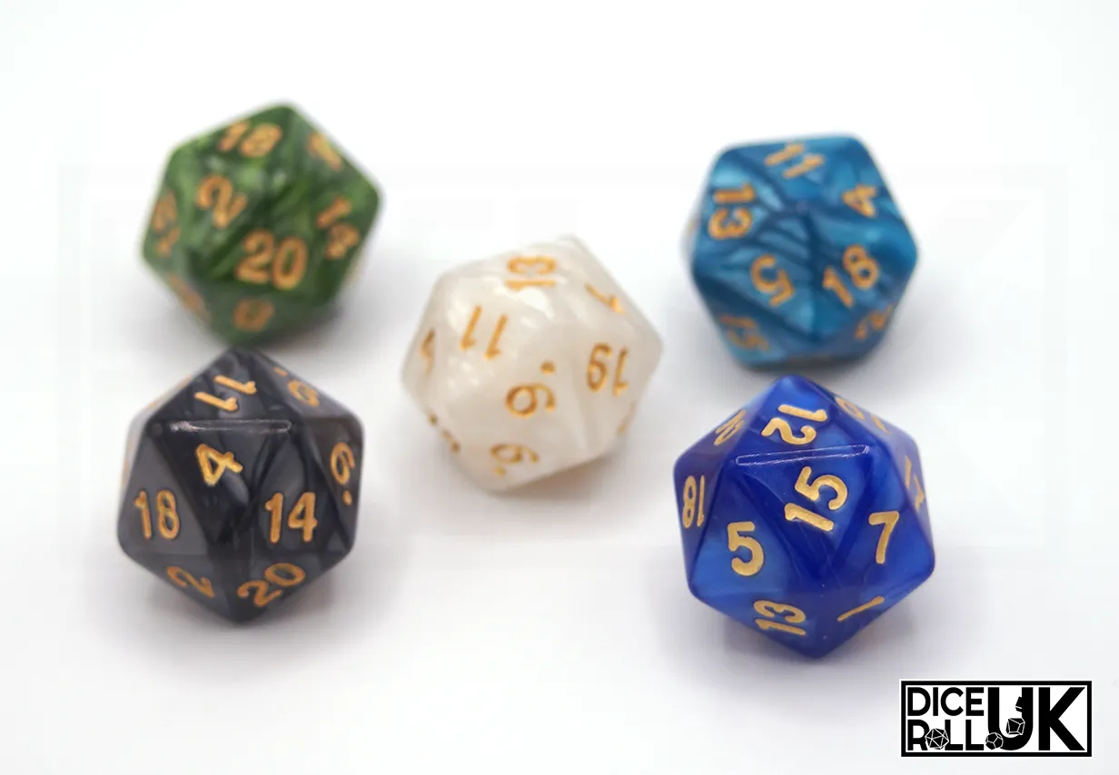 Pearlescent Dice - Lake Blue and Gold