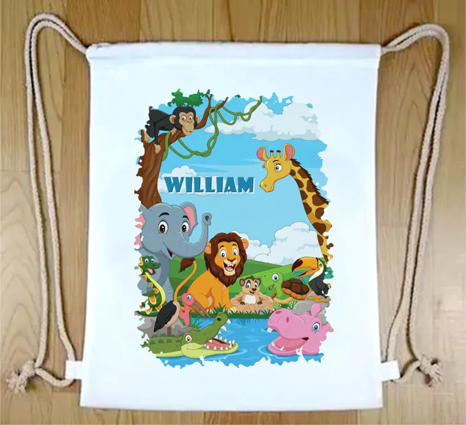 Personalised Animals Drawstring Bag