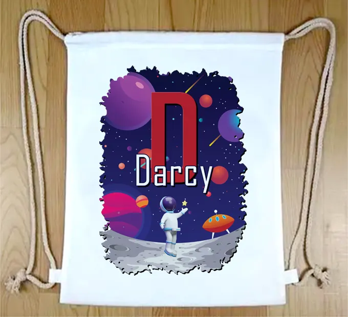 Personalised Space Theme Drawstring Bag