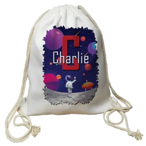 Personalised Space Theme Drawstring Bag