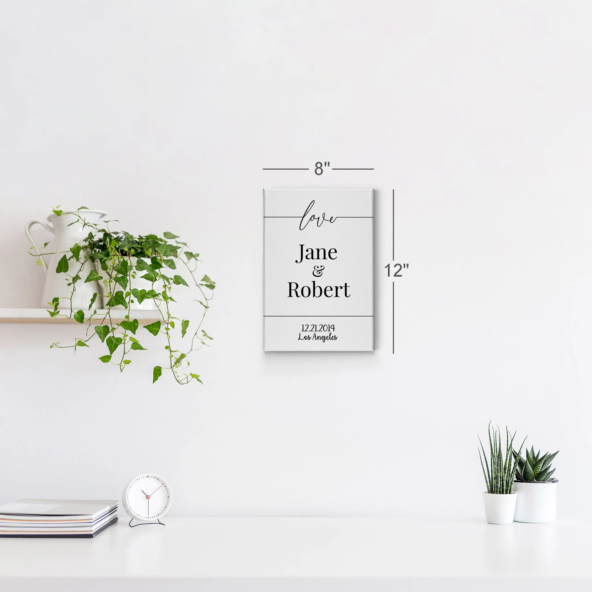 Personalized Gift Wall Art with Couple Names, Special Date and City Name Design