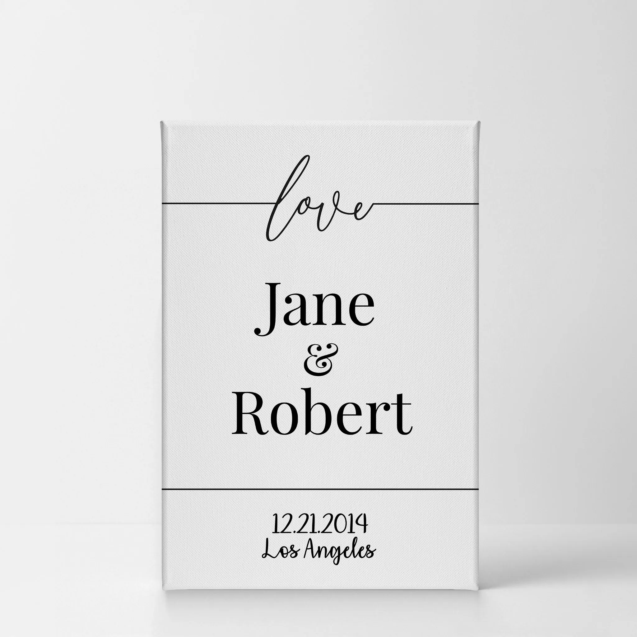 Personalized Gift Wall Art with Couple Names, Special Date and City Name Design