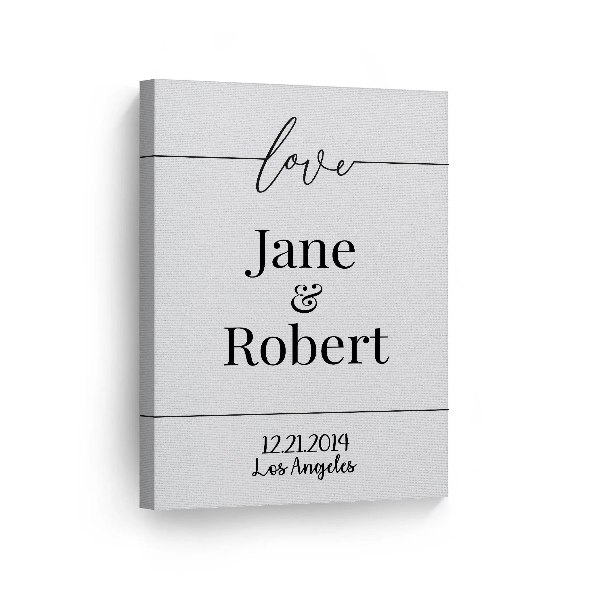 Personalized Gift Wall Art with Couple Names, Special Date and City Name Design