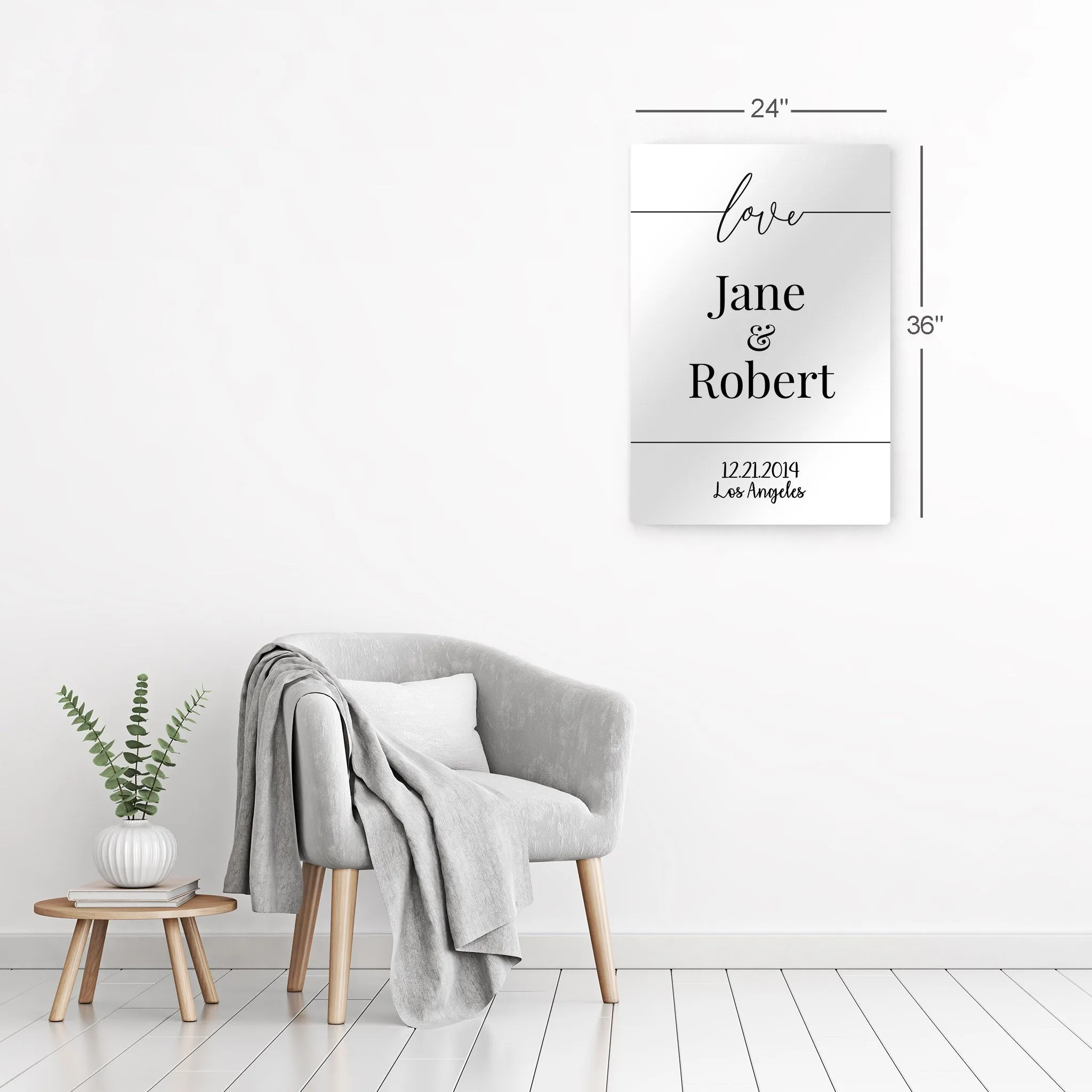 Personalized Gift Wall Art with Couple Names, Special Date and City Name Design