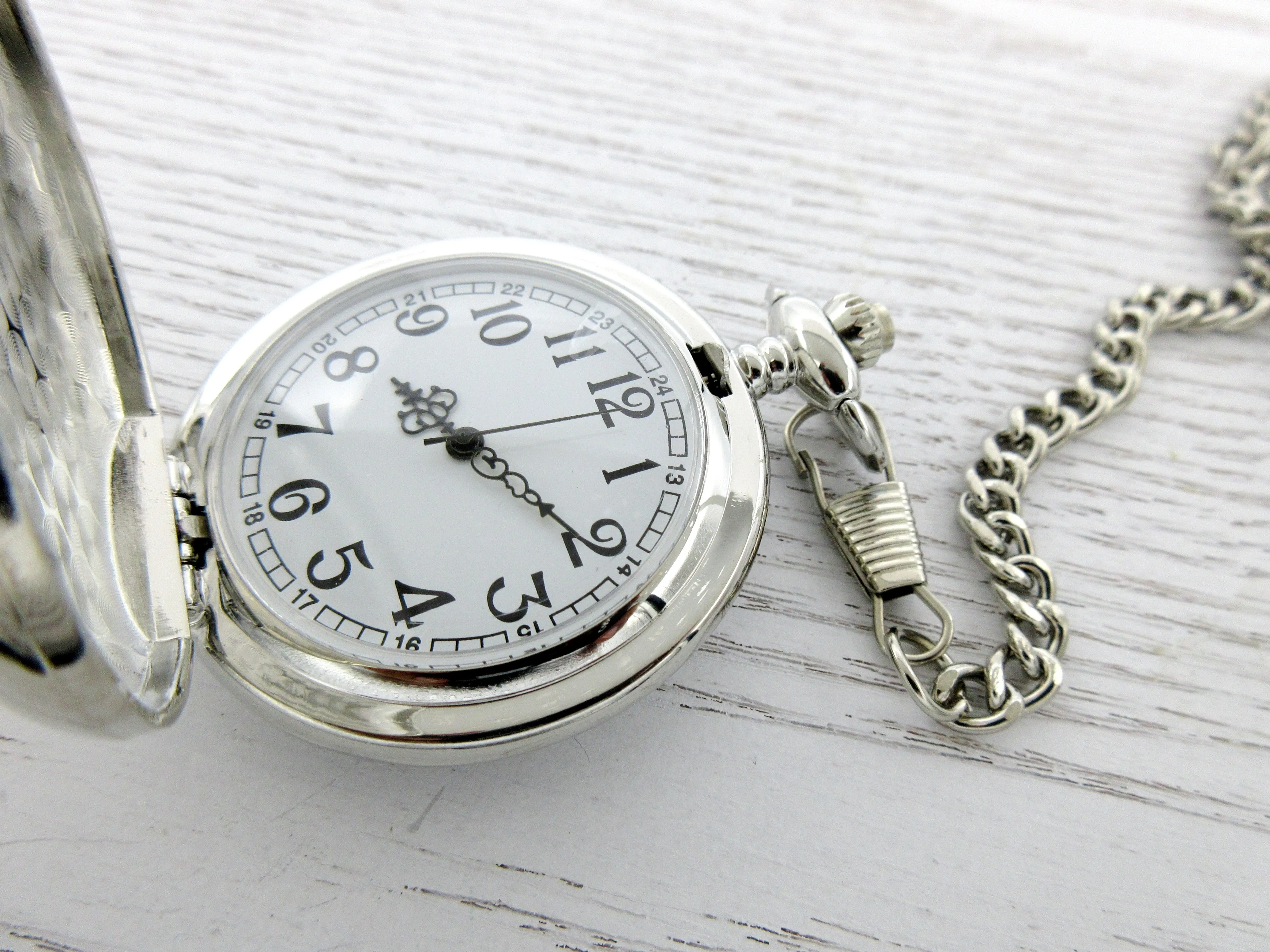 Personalized Silver and Rose Gold Pocket Watch