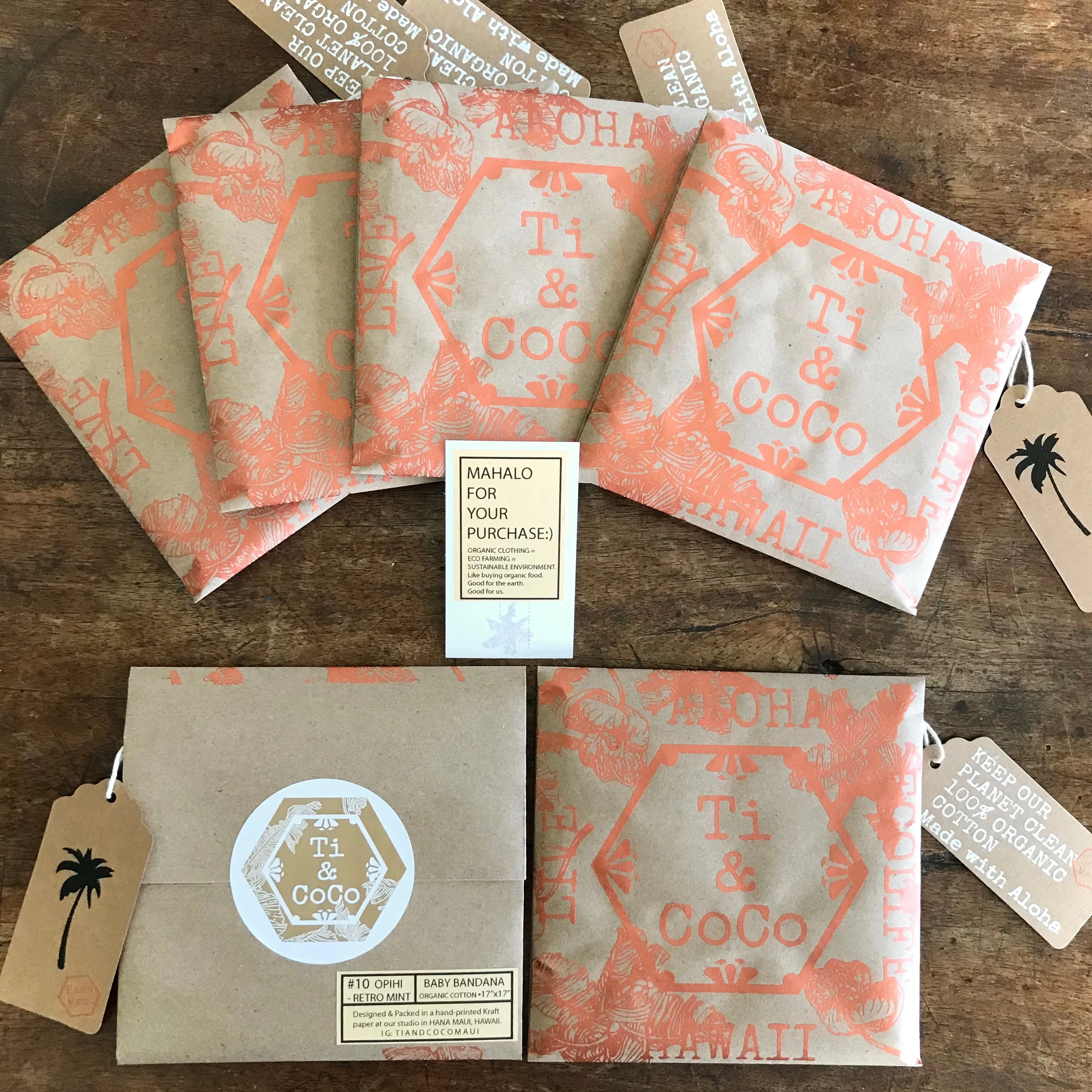 PINEAPPLE & LAUHALA FISH Organic Cotton Baby & Kids Bandana in PINK