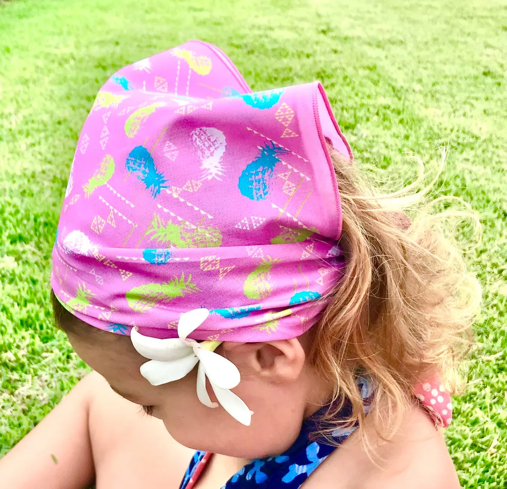 PINEAPPLE & LAUHALA FISH Organic Cotton Baby & Kids Bandana in PINK