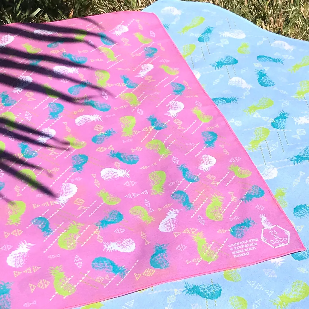 PINEAPPLE & LAUHALA FISH Organic Cotton Baby & Kids Bandana in PINK