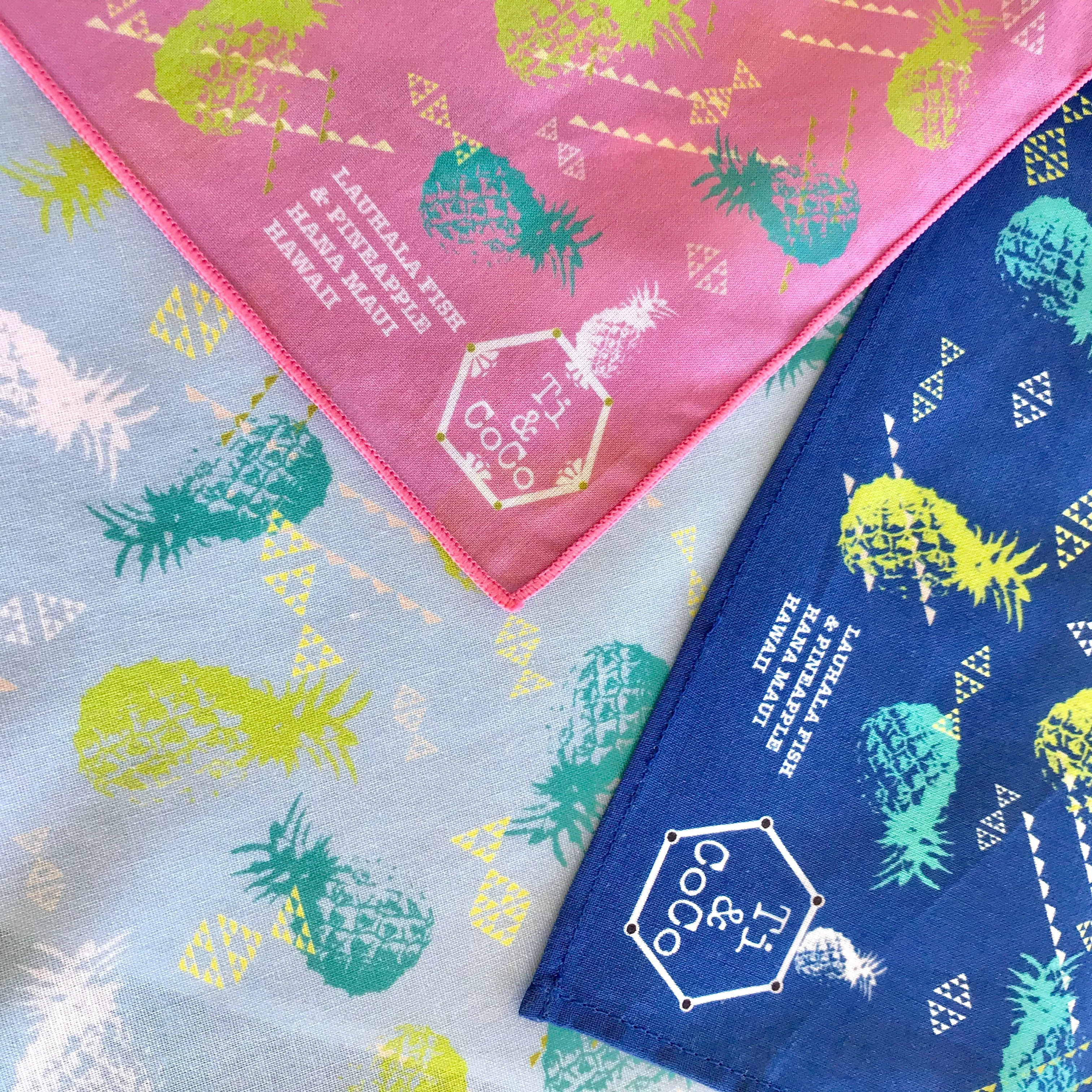 PINEAPPLE & LAUHALA FISH Organic Cotton Baby & Kids Bandana in PINK