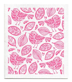 Pink Robins Dishcloth