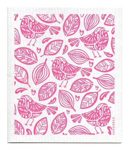 Pink Robins Dishcloth