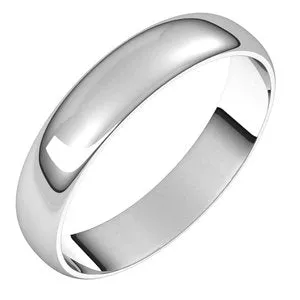 Platinum 4 mm Half Round Ultra-Light Band Size 7.5