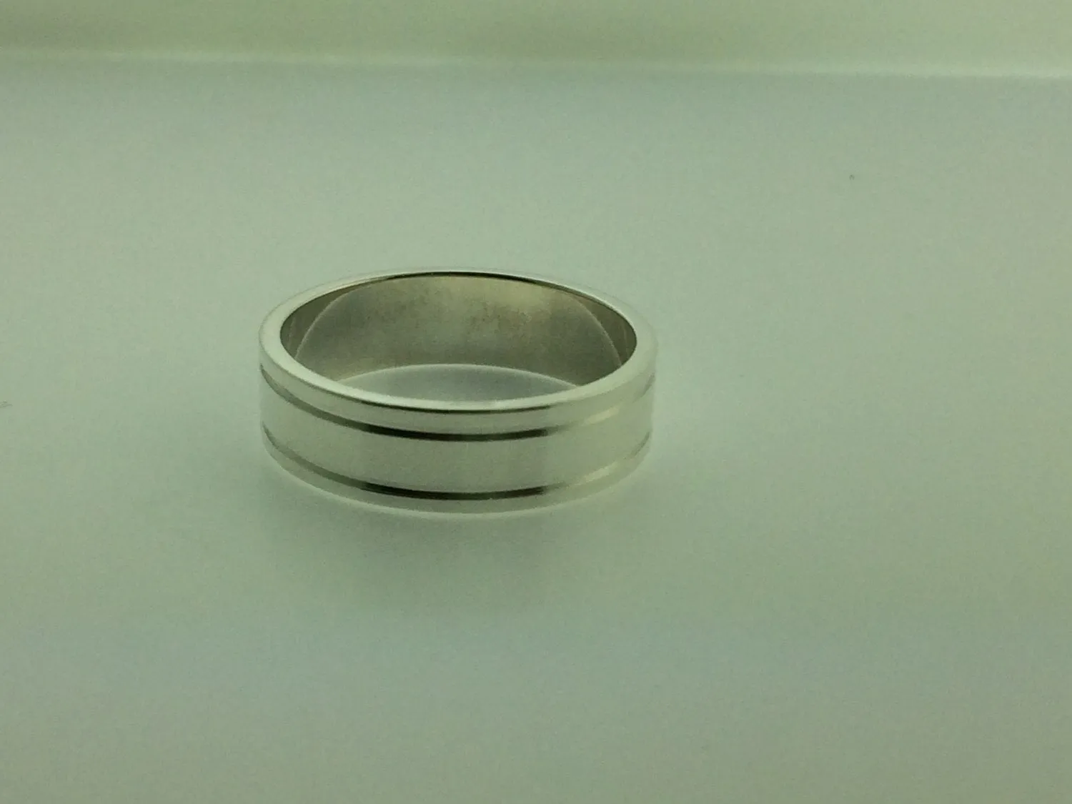 Polished White Gold 6mm Double Groove Wedding Band