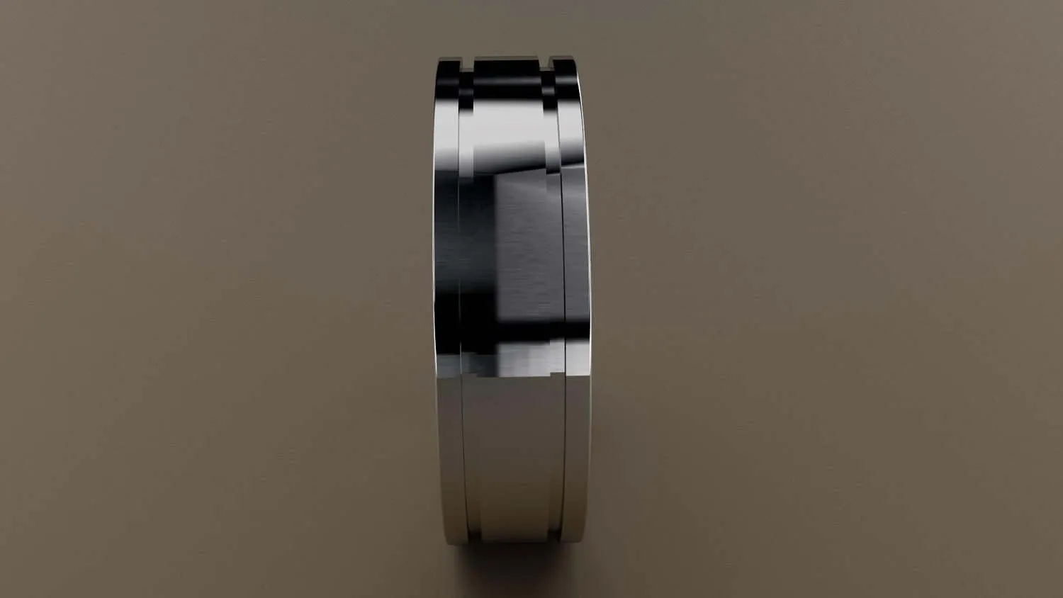 Polished White Gold 6mm Double Groove Wedding Band