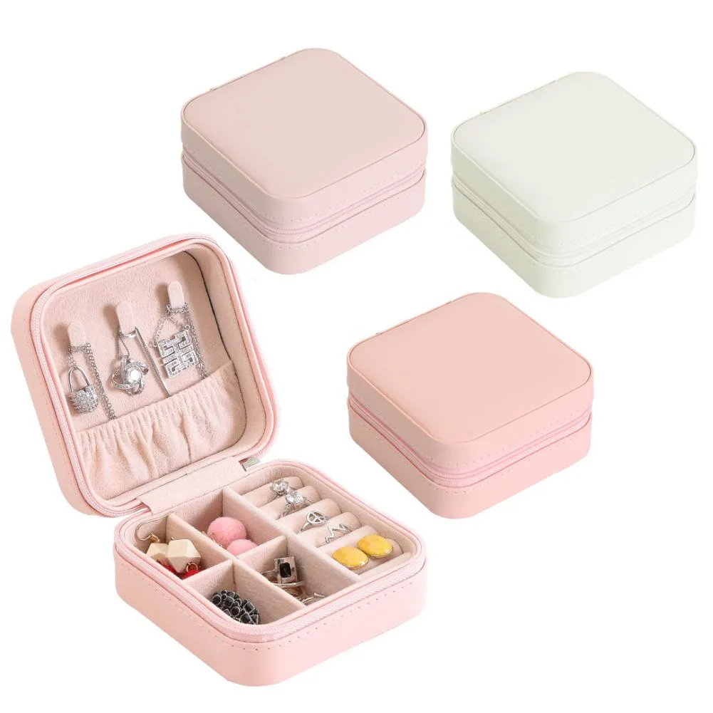 Portable Travel Jewelry Box Organizer Leather Jewellery Ornaments Case