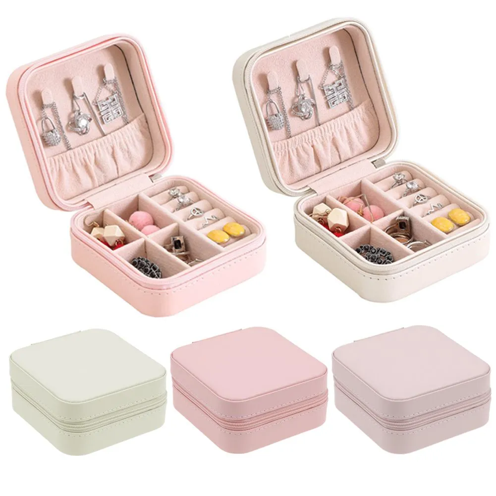 Portable Travel Jewelry Box Organizer Leather Jewellery Ornaments Case